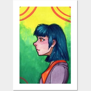 Blue hair Posters and Art